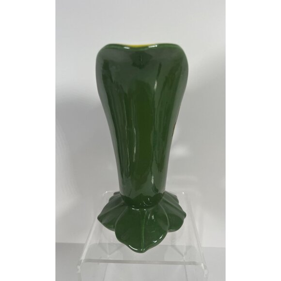 Red Wing Pottery Green & Yellow Cornucopia Vase Vintage 1940s - Picture 3 of 10